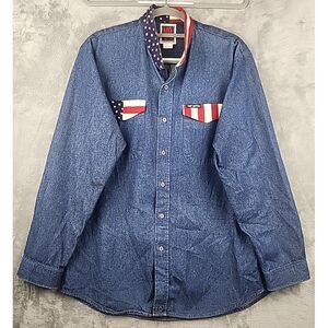 Mo Betta Mens‎ Button Shirt 16x35 Patriot US Flag Western Cowboy USA Vintage Y2k
